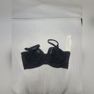 Dominique Tessa Lace Full Figure T-Shirt Bra.Sz 32D Black